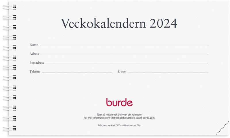 Kalender 2024 Veckokalendern refill